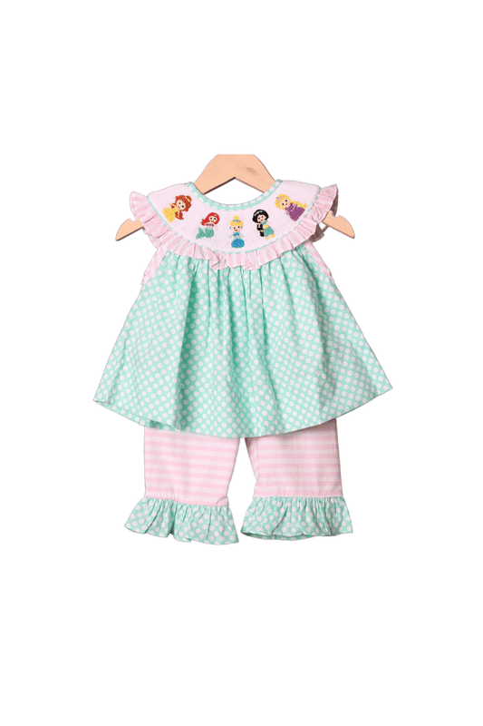 The Smocked Flamingo Apparel & Accessories Smocked Princess Stripe Bishop Pants Set