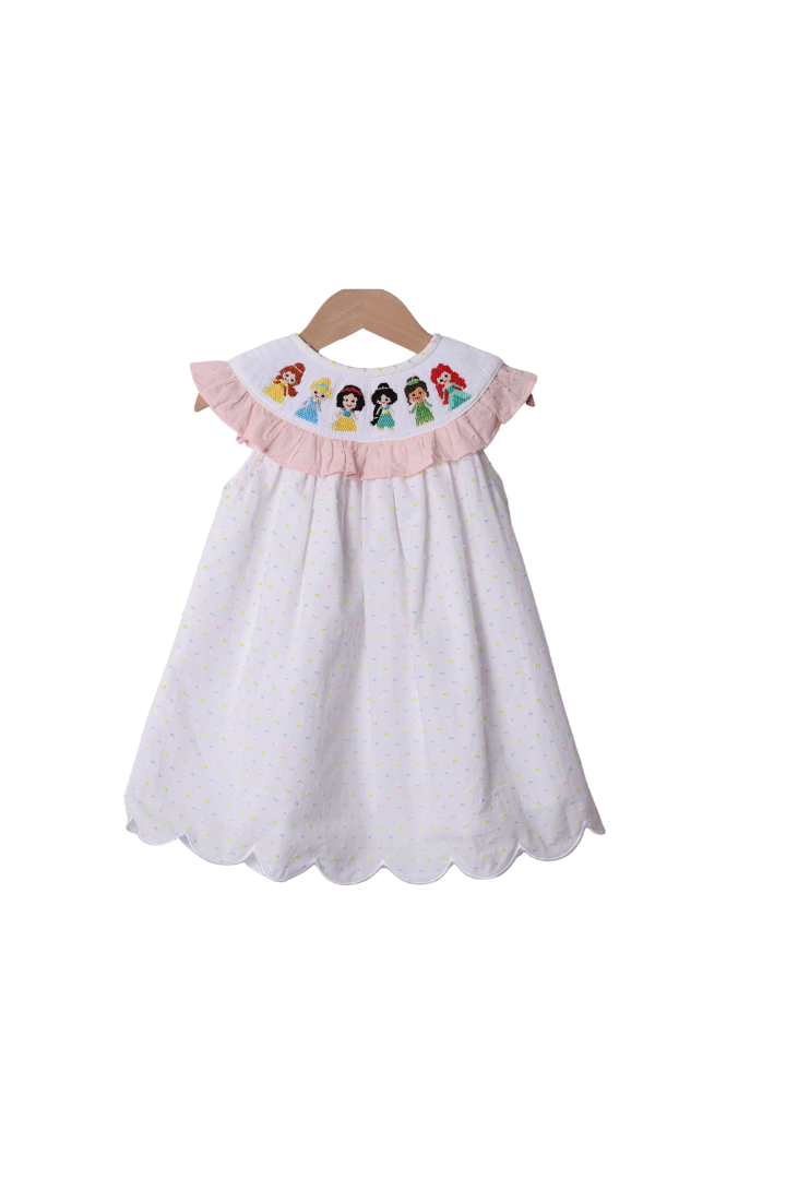 The Smocked Flamingo Apparel & Accessories Smocked Princess Swiss Dot Ruffle Dress