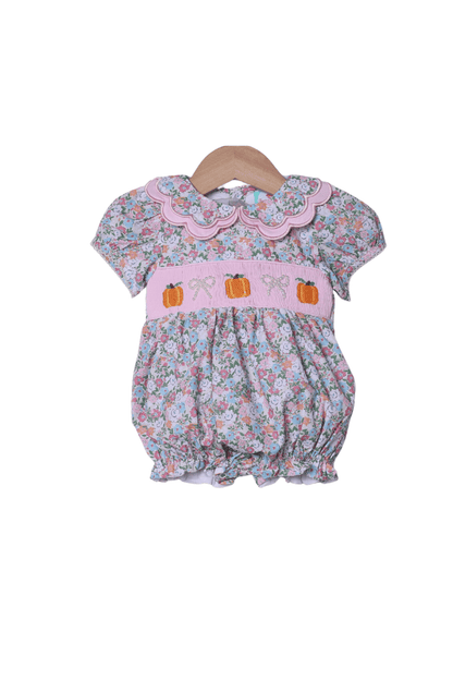 The Smocked Flamingo Apparel & Accessories Smocked Pumpkin and Pearls Floral Bubble