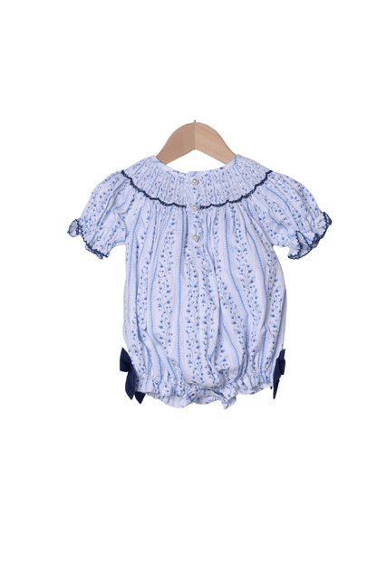 The Smocked Flamingo Apparel & Accessories Smocked Pumpkin Blue Floral Bubble
