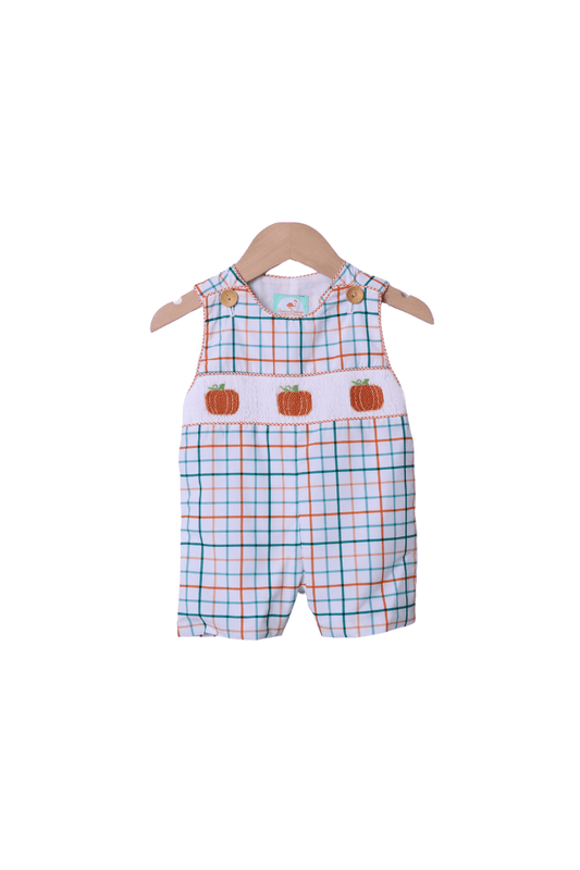 The Smocked Flamingo Apparel & Accessories Smocked Pumpkin Fall Plaid Jon Jon