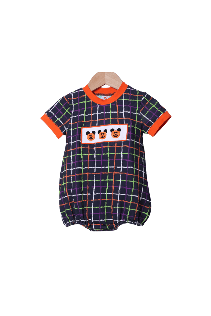 The Smocked Flamingo Apparel & Accessories Smocked Pumpkin Mouse Plaid Bubble