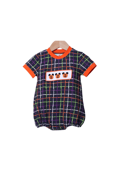 The Smocked Flamingo Apparel & Accessories Smocked Pumpkin Mouse Plaid Bubble