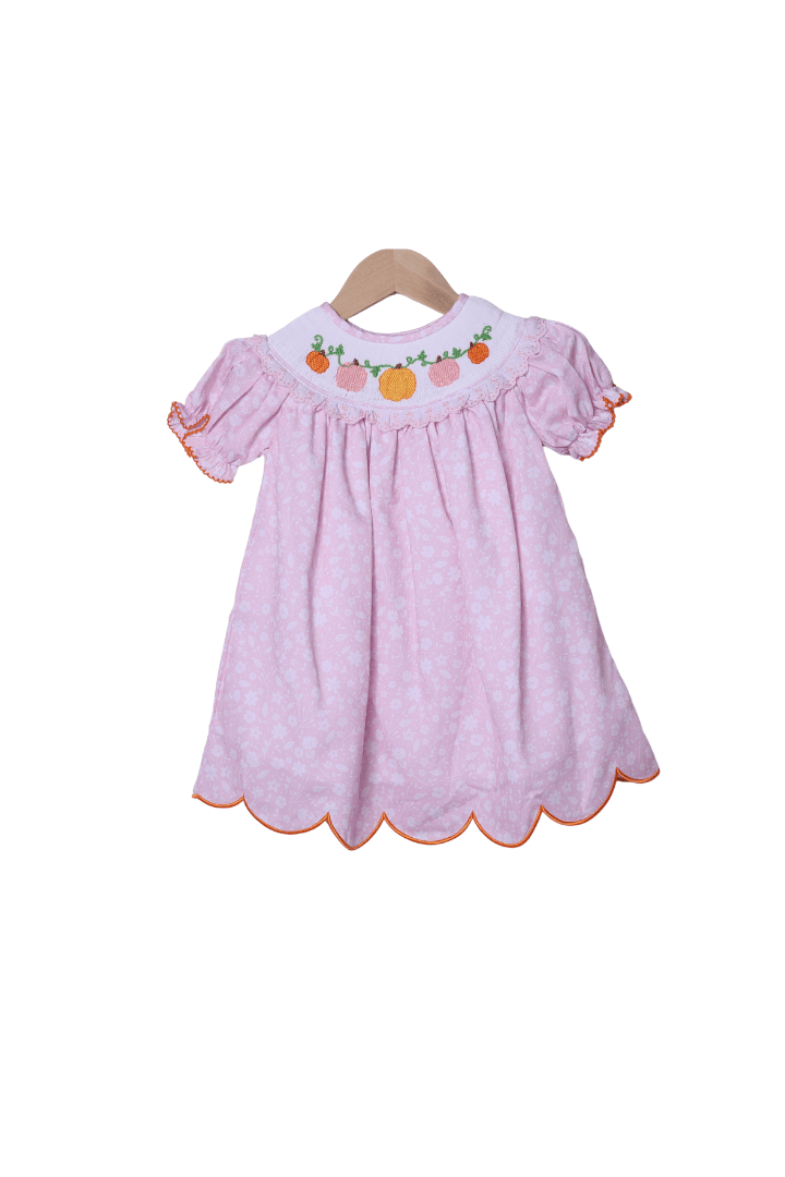 The Smocked Flamingo Apparel & Accessories Smocked Pumpkin Pink Floral Dress