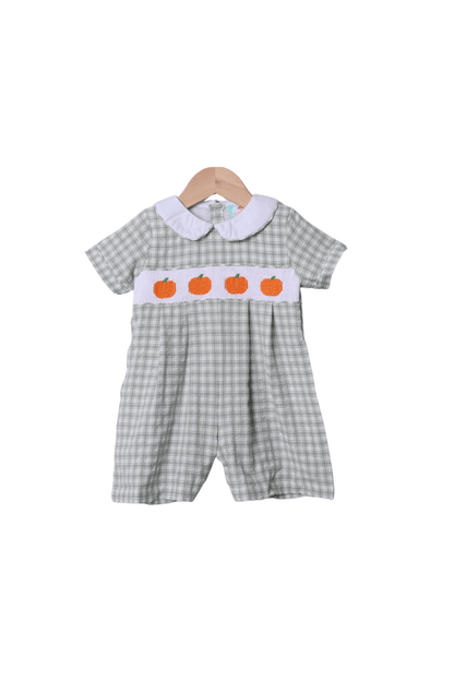 The Smocked Flamingo Apparel & Accessories Smocked Pumpkin Sage Green Windowpane Jon Jon