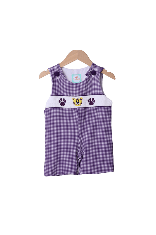 The Smocked Flamingo Apparel & Accessories Smocked Purple/Gold Tiger Jon Jon