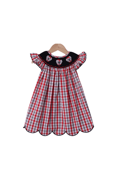 The Smocked Flamingo Apparel & Accessories Smocked Red BullDog Bishop Dress
