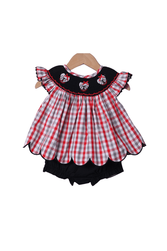 The Smocked Flamingo Apparel & Accessories Smocked Red BullDog Bloomer Set