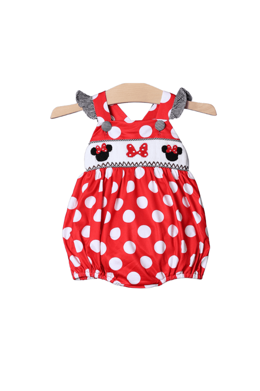 The Smocked Flamingo Apparel & Accessories Smocked Red Polka Dot Mouse Bubble