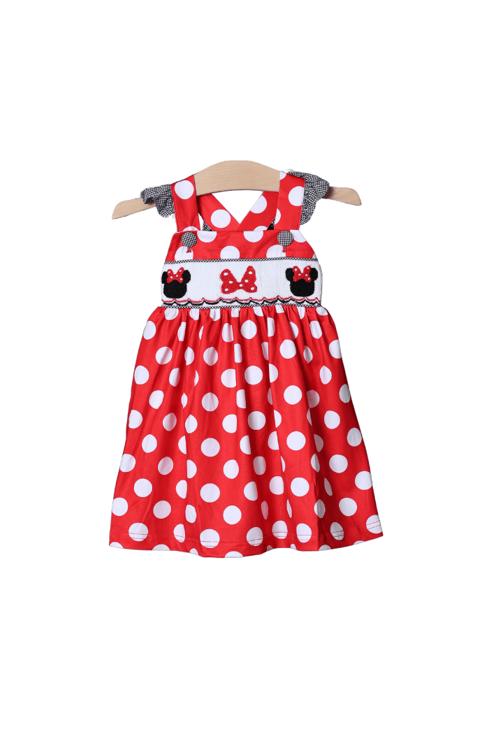 The Smocked Flamingo Apparel & Accessories Smocked Red Polka Dot Mouse Dress