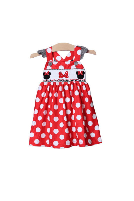 The Smocked Flamingo Apparel & Accessories Smocked Red Polka Dot Mouse Dress