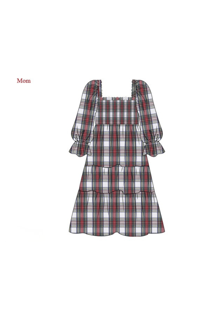 The Smocked Flamingo Apparel & Accessories Smocked Red Tartan Plaid Matching Mom Dress