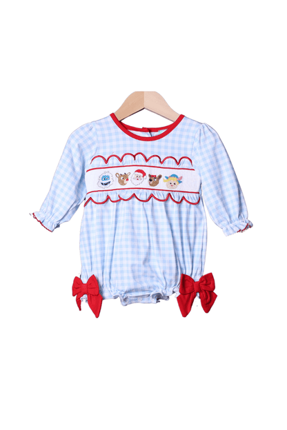 The Smocked Flamingo Apparel & Accessories Smocked Reindeer Friends Gingham Bow Bubble