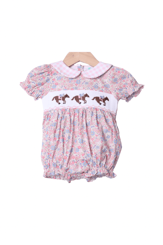 The Smocked Flamingo Apparel & Accessories Smocked Run For The Roses Floral Bubble