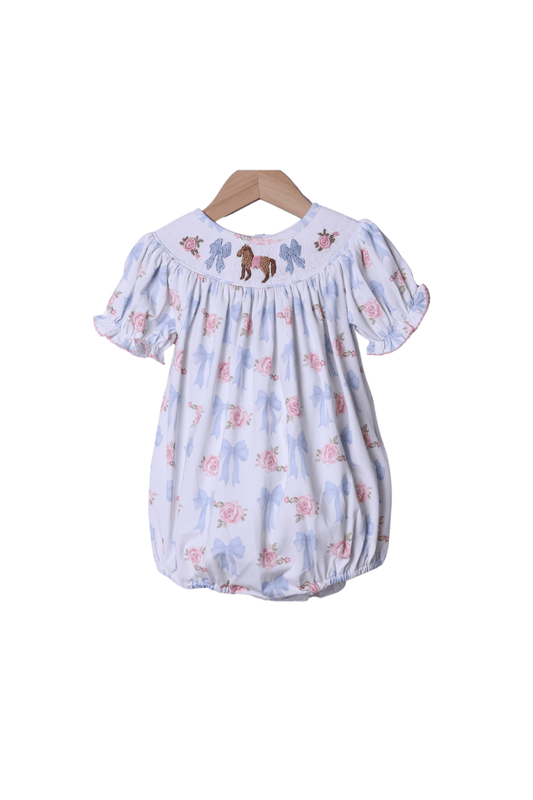 The Smocked Flamingo Apparel & Accessories Smocked Run for the Roses Horse Bubble