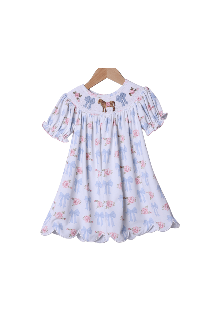 The Smocked Flamingo Apparel & Accessories Smocked Run for the Roses Horse Dress