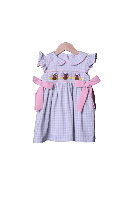 The Smocked Flamingo Apparel & Accessories Smocked Sage Gingham Turkey Dress