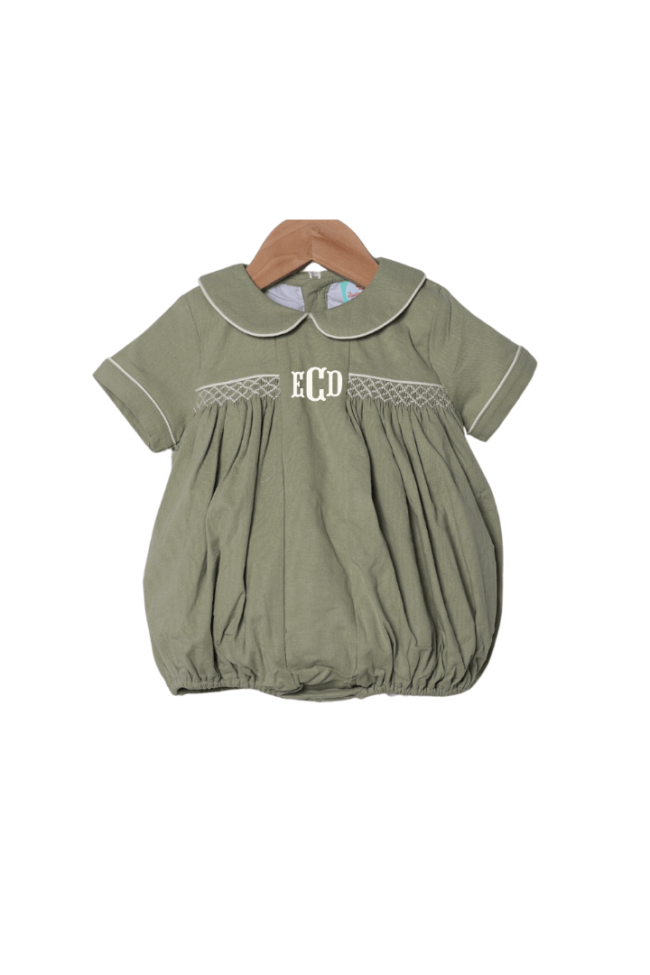 The Smocked Flamingo Apparel & Accessories Smocked Sage Green Linen Bubble