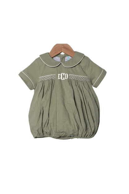 The Smocked Flamingo Apparel & Accessories Smocked Sage Green Linen Bubble