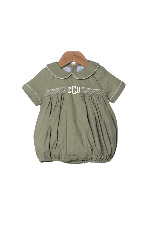 The Smocked Flamingo Apparel & Accessories Smocked Sage Green Linen Bubble