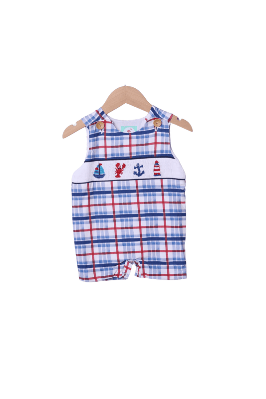 The Smocked Flamingo Apparel & Accessories Smocked Sailboat Plaid Jon Jon