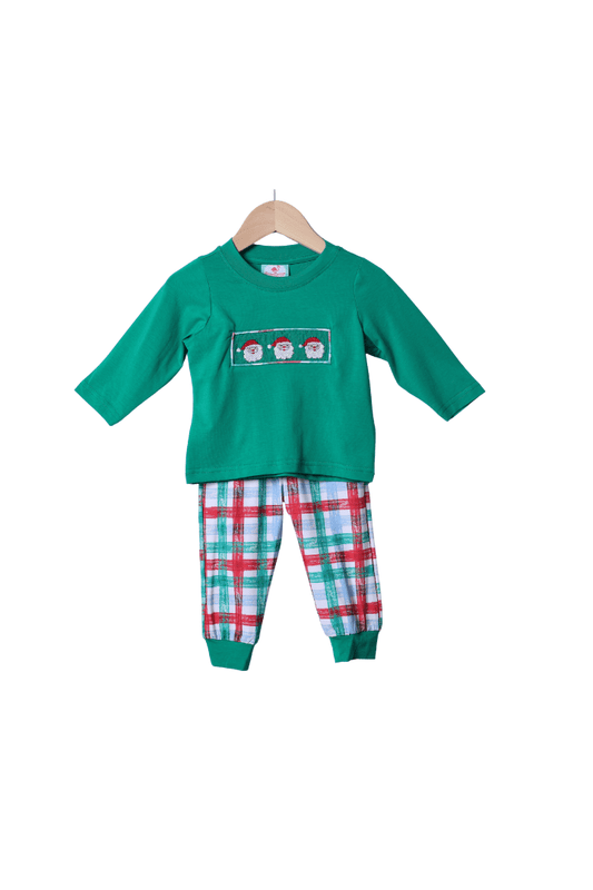 The Smocked Flamingo Apparel & Accessories Smocked Santa Festive Plaid Jogger Set