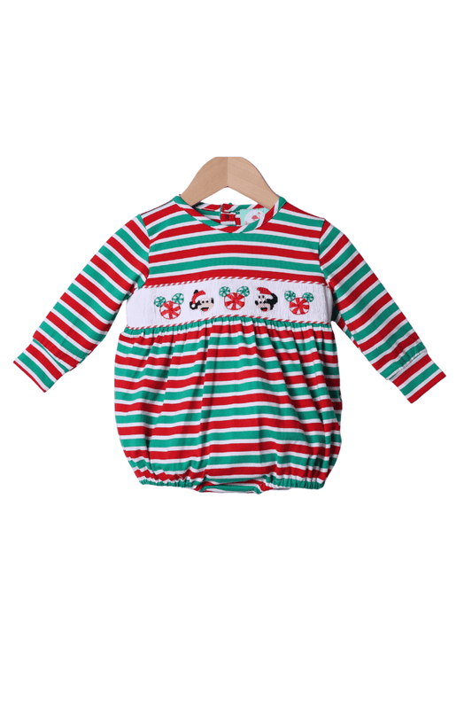 The Smocked Flamingo Apparel & Accessories Smocked Santa Mouse Red/Green Stripe Bubble