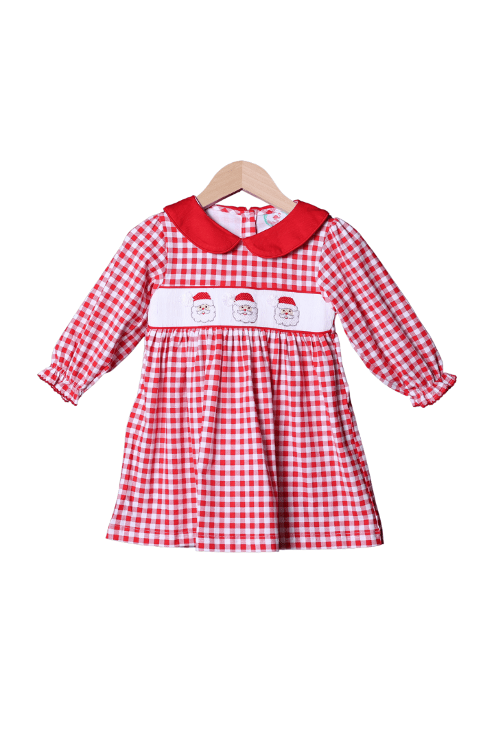 The Smocked Flamingo Apparel & Accessories Smocked Santa Red Gingham Dress