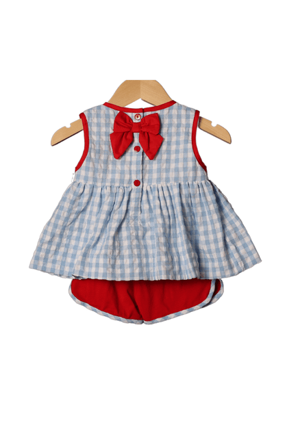 The Smocked Flamingo Apparel & Accessories Smocked School Bus Blue Gingham Short Set