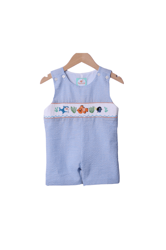 The Smocked Flamingo Apparel & Accessories Smocked Sea Friends Blue Gingham Jon Jon