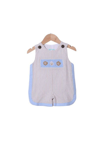 The Smocked Flamingo Apparel & Accessories Smocked Sea Shells Blue/Khaki Stripe Jon Jon