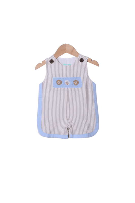 The Smocked Flamingo Apparel & Accessories Smocked Sea Shells Blue/Khaki Stripe Jon Jon