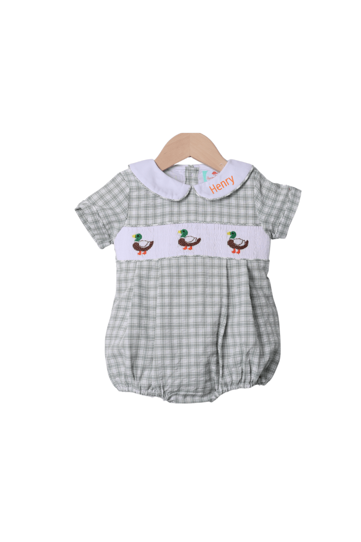 The Smocked Flamingo Apparel & Accessories Smocked Seersucker Mallard Bubble