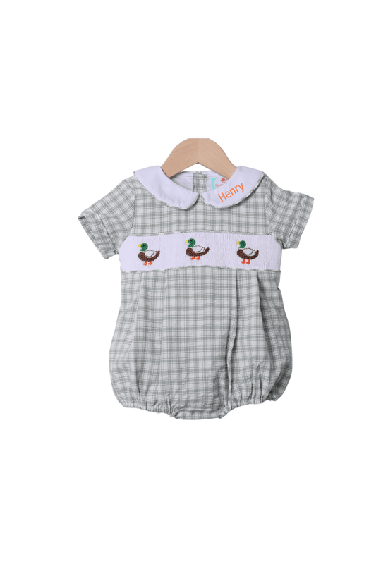 The Smocked Flamingo Apparel & Accessories Smocked Seersucker Mallard Bubble