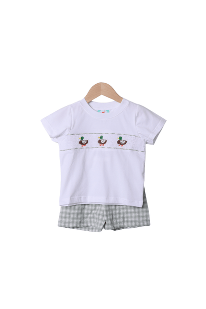 The Smocked Flamingo Apparel & Accessories Smocked Seersucker Mallard Short Set