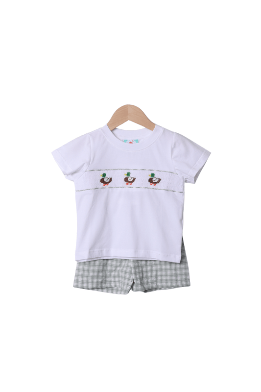 The Smocked Flamingo Apparel & Accessories Smocked Seersucker Mallard Short Set