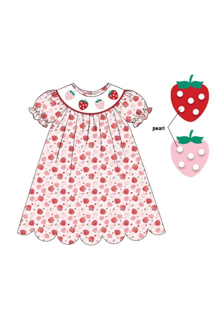 The Smocked Flamingo Apparel & Accessories Smocked So Berry Sweet Strawberry Dress