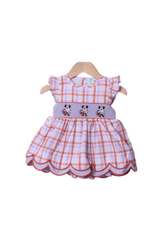 The Smocked Flamingo Apparel & Accessories Smocked Spooky Mouse Lavender Plaid Skirted Bubble