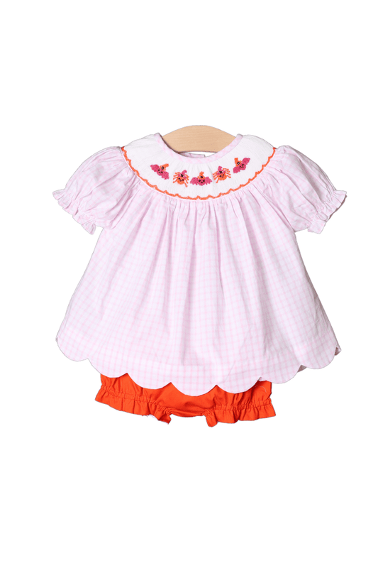 Smocked I Love Daddy Blue and Green Floral Bloomer Set main image 1