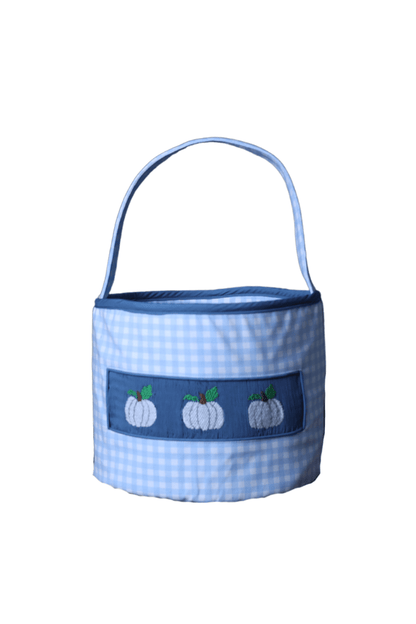 The Smocked Flamingo Apparel & Accessories Smocked Stone Gingham Pumpkin Treat Basket