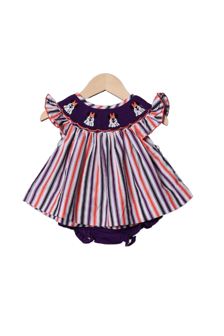 The Smocked Flamingo Apparel & Accessories Smocked Stripe Mouse Ghost Bloomer Set