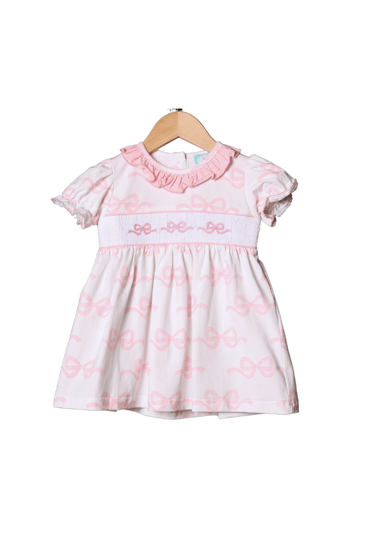 The Smocked Flamingo Apparel & Accessories Smocked Sweet Bow Short Sleeve Dress