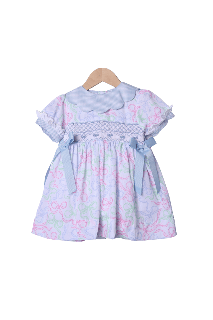 The Smocked Flamingo Apparel & Accessories Smocked Sweet Bows Scalloped Dress