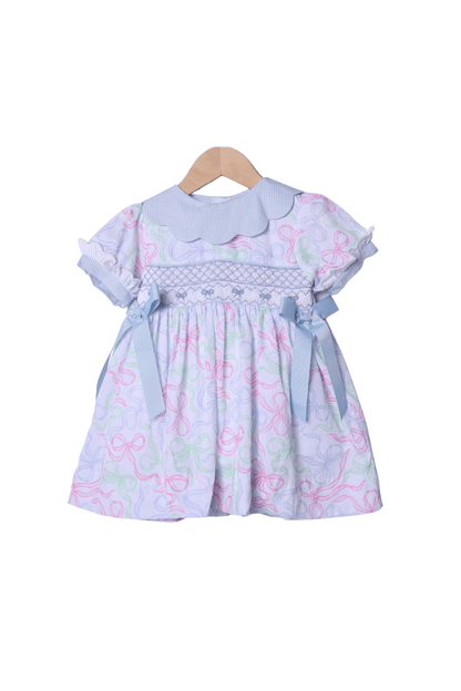 The Smocked Flamingo Apparel & Accessories Smocked Sweet Bows Scalloped Dress