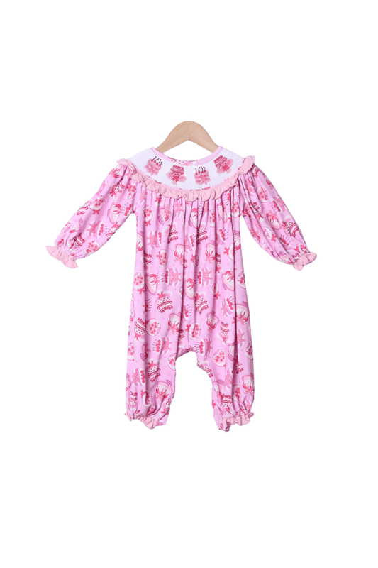 The Smocked Flamingo Apparel & Accessories Smocked Sweet Cakes Bishop Romper