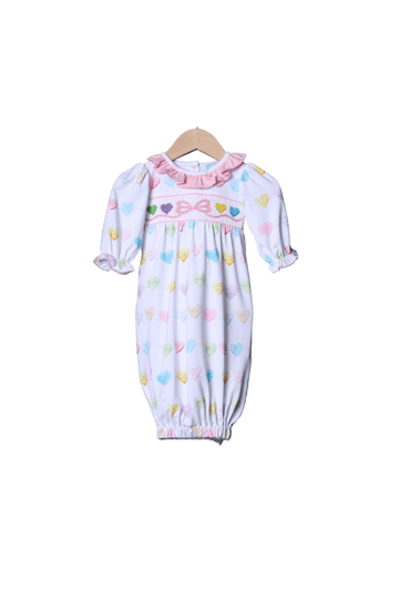 Smocked Newborn Gown - Bow
