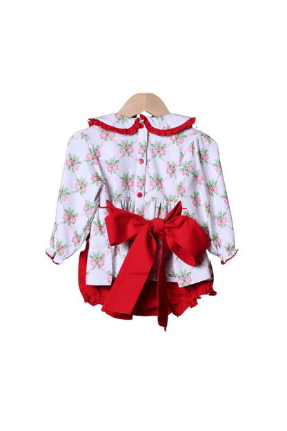 The Smocked Flamingo Apparel & Accessories Smocked Sweet Holly Bow Bloomer Set