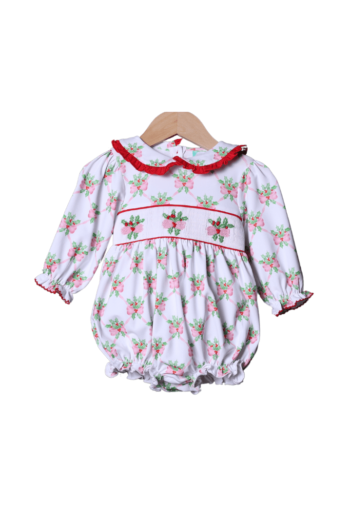 The Smocked Flamingo Apparel & Accessories Smocked Sweet Holly Bow Bubble