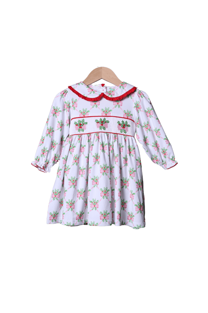 The Smocked Flamingo Apparel & Accessories Smocked Sweet Holly Bow Dress