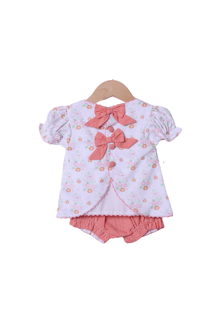 The Smocked Flamingo Apparel & Accessories Smocked Sweet Pumpkin Orange Gingham Bloomer Set